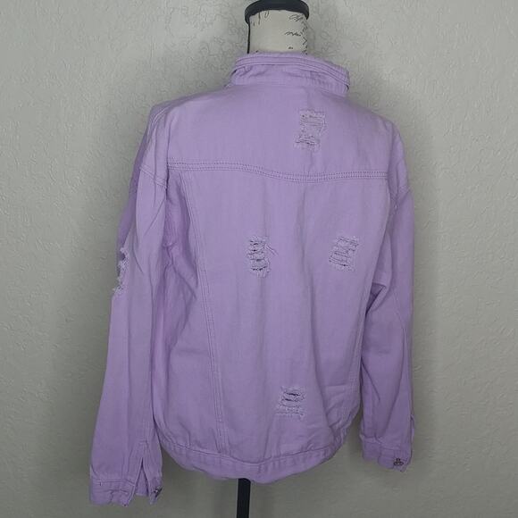 Wear Jeans Distressed Jean Jacket Purple Size S - Picture 3 of 7